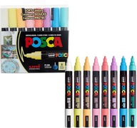 SADA ZNAČOVAČOV S PLAGÁTOVOU FARBOU UNI POSCA PC-5M SOFT COLORS 8 FAREB V PÚZRIKU