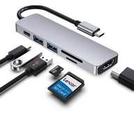 Adaptér 6v1 HUB USB-C HDMI 4K SD Macbook Pro / Air