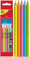 Faber-Castell JUMBO GRIP ceruzkové trojhranné pastelky 5x neónové farby