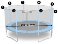 Vonkajšia sieť na trampolínu 374 cm 12 stôp Neo-Sport