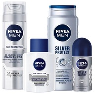 NIVEA Men Silver set sprchový gél + antiperspirant + pena + balzam