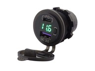 MOTOCYKL USB ZÁSUVKA + QC3.0 VOLTMETER 12V 24V