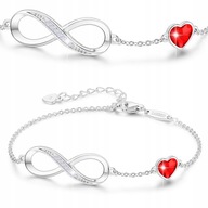 Strieborný náramok s červeným kubickým zirkónom Infinity Love 925 SILVER