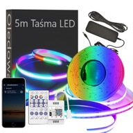 5 m digitálny LED pásik COB RGB Pixel WS2811 Aplikácia Hudobné diaľkové ovládanie Zdroj napájania