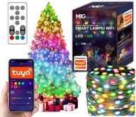 Osvetlenie vianočného stromčeka 10m MULTICOLOR RGB 100 LED TUYA DIAĽKOVÉ WIFI Bluetooth iOS