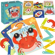 TOOKY TOY Drevené puzzle bloky kolíky vzory