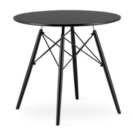 Moderný drevený okrúhly stôl 80 cm - čierne / čierne nohy 80 cm