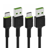 Sada dvoch USB-C 2m Green Cell Ray káblov s LED podsvietením