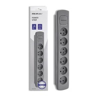 Qoltec Power strip / 6 zásuviek / 1,8m / Grey