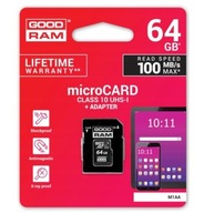 GOODRAM MICROSD CARD 64GB MICRO CL10 SD ADAPTÉR