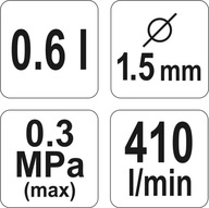 HVLP STRIEKACIA PIŠTOĽ 0,6 L 1,5 MM - YT-2341