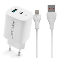 20W USB SIEŤOVÁ NABÍJAČKA USB-C RÝCHLE NABÍJANIE VIDVIE + USB/LIGHTNING KÁBEL