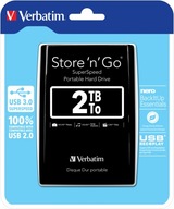 Rýchly externý pevný disk Verbatim Store'n'Go s kapacitou 2 TB