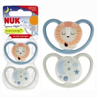 Nuk SILIKÓNOVÝ ukľudňujúci cumlík 6-18m Space Night GLOWING 2 kusy