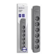 Qoltec Power strip | 6 zásuviek | 1,8 m | Šedá