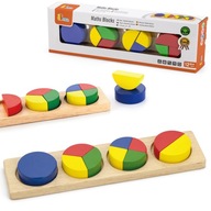 VIGA DREVENÝ PUZZLE SORTER FAREBNÉ BLOKY MONTESSORI FRAKCIE 11 EL