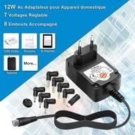 Adaptérový napájací adaptér 3V -12V 1A