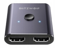 Hliníkový prepínač HDMI značky BlitzWolf 2x1 4K LED