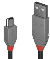 USB 2.0 typ A Mini-B kábel Lindy 36724 3m Anthra