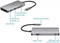 6-v-1 USB-C rozbočovač 2x USB 3.0 HDMI čítačka SD PD kariet