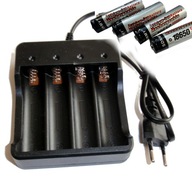 Nabíjačka +4x Batéria 18650 4800 mAh 3,7V