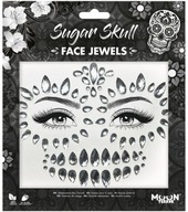 Nálepky na tvár Kryštály Makeup Cukor Skull Halloween lebka