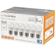 Súprava 6x LED žiarovka E27 BALL G45 6W=45W 554lm 160° CCD bez blikania