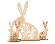 VEĽKONOČNÉ zajačiky na stôl, drevený dekor, 4 ks