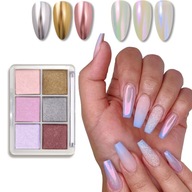 6 X ZRKADLOVÁ PALETA S EFEKTOM NAIL POWDER MERMAID EFEKT