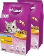 WHISKAS Sterilné suché krmivo pre mačky po sterilizácii s kuracím mäsom 2x14 kg