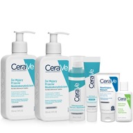 CeraVe 2x čistiaci gél 236ml + gél proti nedokonalostiam + sérum