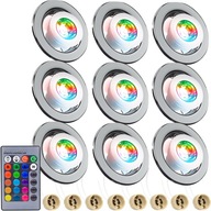 9x GU10 RGB SILVER LED OSVETLENIE SET S DIAĽKOVÝM OVLÁDANÍM STROPNÝCH SVETLÍM