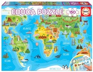 Puzzle 150 Mapa sveta pre deti Turistické atrakcie