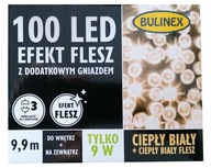 100LED teplé biele vonkajšie svietidlá s bleskom