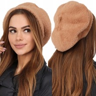 ALPACA BERET KLOBÚK TEPLÝ HRUBÝ DARK CAMEL 2216