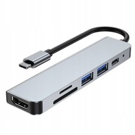 6v1 Hub USB-C HDMI 4K SD adaptér pre MacBook Air Pro