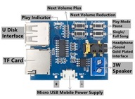 MP3 SD USB prehrávač + Mono 3W zosilňovač