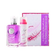 Set Lattafa Mahasin Crystal Violet Edp 100ml + Deodorant 50ml