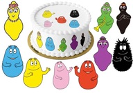 2D figúrky Barbapapa vyrobené z cukrovej pasty