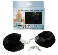 Love Cuffs Kovové putá s čiernou kožušinou