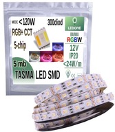 PREMIUM RGB+CCT LED pásik 5v1 5m Teplý Studený 12V