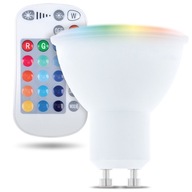 LED žiarovka GU10 RGB + Biela 5W s diaľkovým ovládaním 250lm