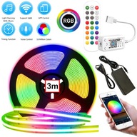 RGB COB LED PRUH SET 3M + CHYTRÝ OVLÁDAČ Android iOS + NAPÁJACÍ ZDROJ