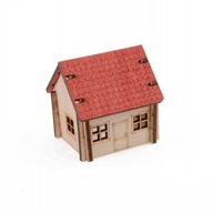 Mini lesný domček v sklenenej nádobe, červená strecha