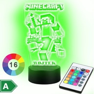 3D LED NOČNÁ LAMPA Minecraft HRA S NÁVODOM NA DARČEK MENOM