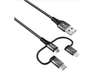 3v1 USB - Lightning + USB-C + micro TRUST kábel 1m