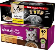 Whiskas Sheba Mix príchutí, hydinové príchute v omáčke a želé 80x85g