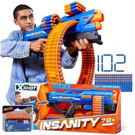 X-SHOT INSANITY MAD MEGA BARREL GUN + NERF ŠÍPKY