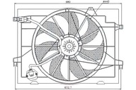 VENTILÁTOR RADIÁTORA (S POUZDROM) HYUNDAI TUCSON KI