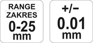 MIKROMETER 0-25MM YATO - YT-72300